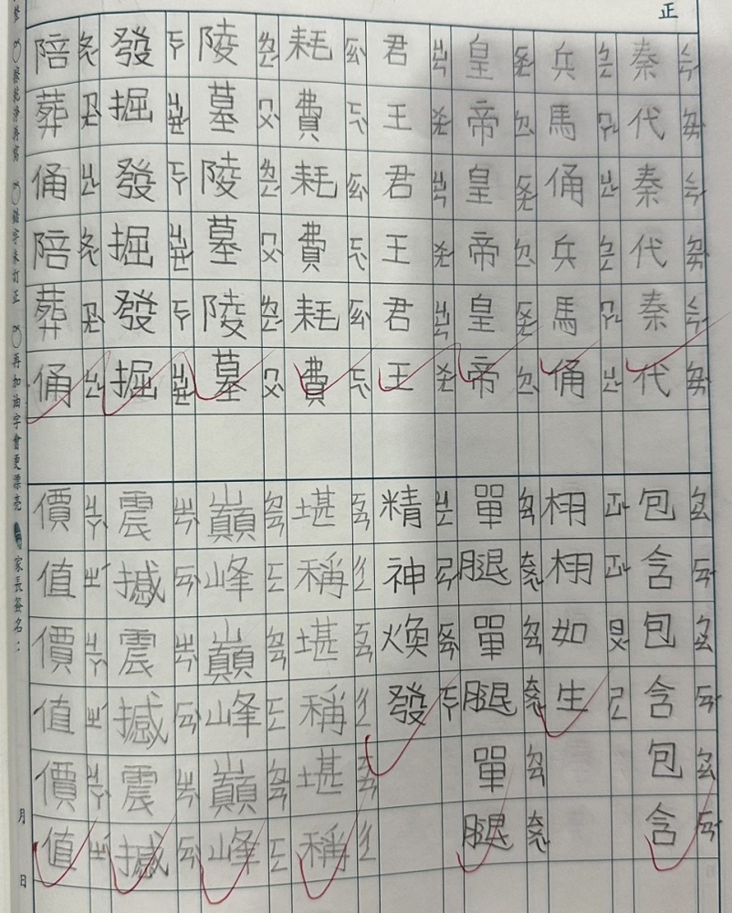 黃譯巧寫字工整。黃媽媽提供。