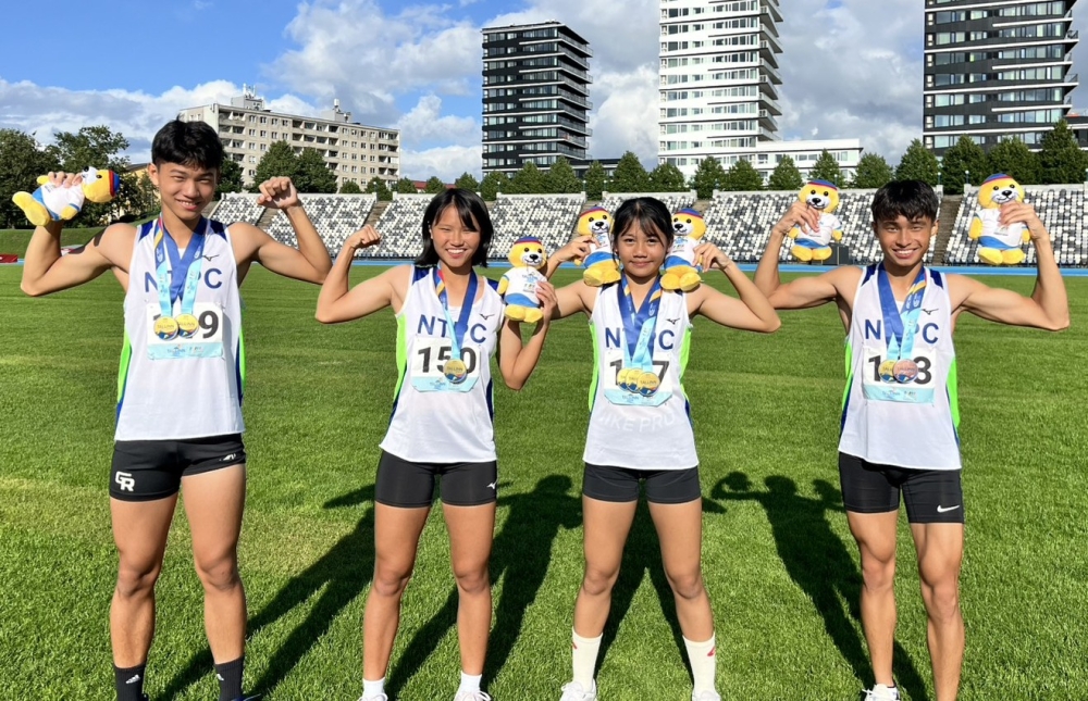 新北市林子婕、黃得豐、陳予澤、徐靖閔榮獲混合4×100公尺接力金牌。