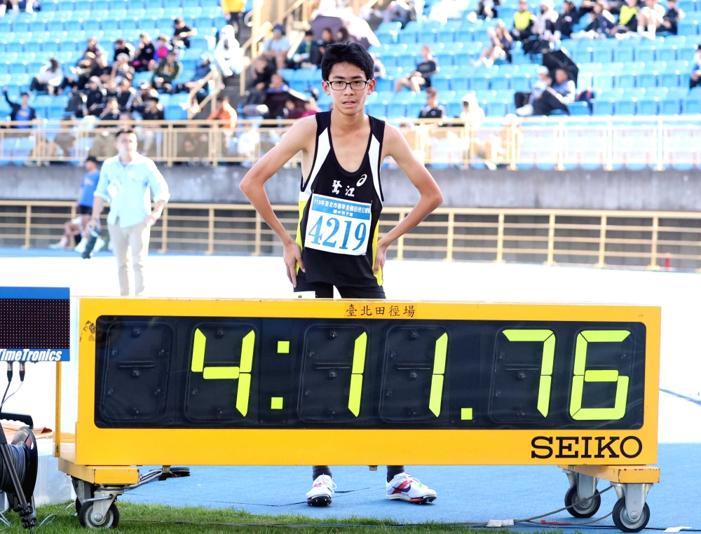 王誠宇破懸17年的春季賽國男1500公尺大會紀錄。林嘉欣／攝影。