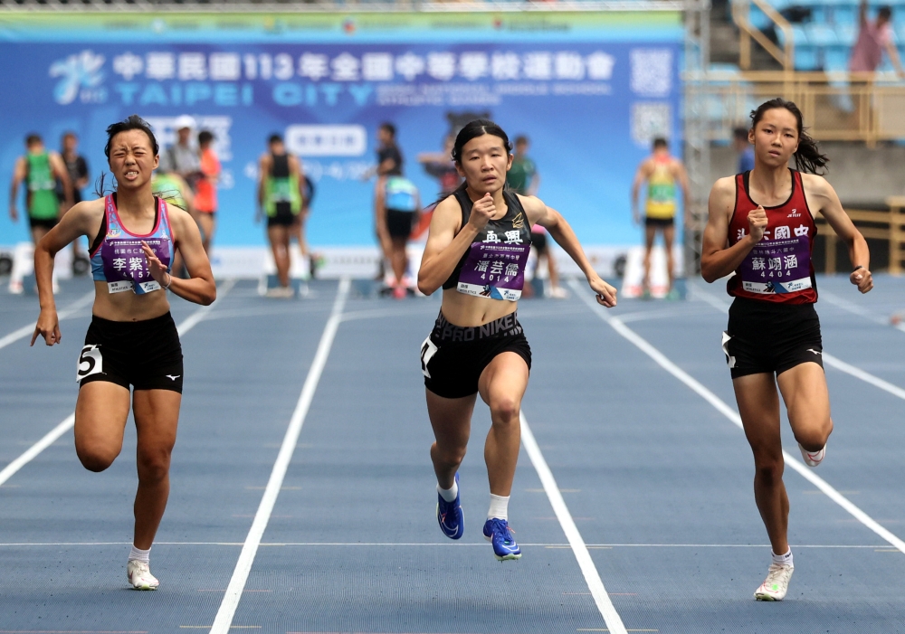前兩屆未晉決賽的潘芸儒在國女百公尺封后。林嘉欣／攝影。
