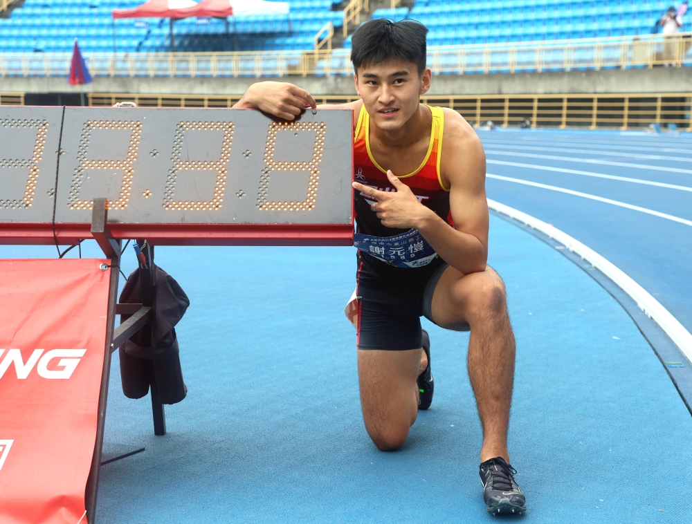 謝元愷飆13秒39破U20全國紀錄。林嘉欣／攝影。