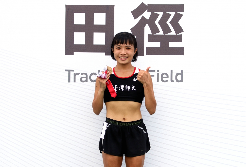全大運公開女子5000公尺金牌臺灣師大湯樂榆。林嘉欣／攝影。