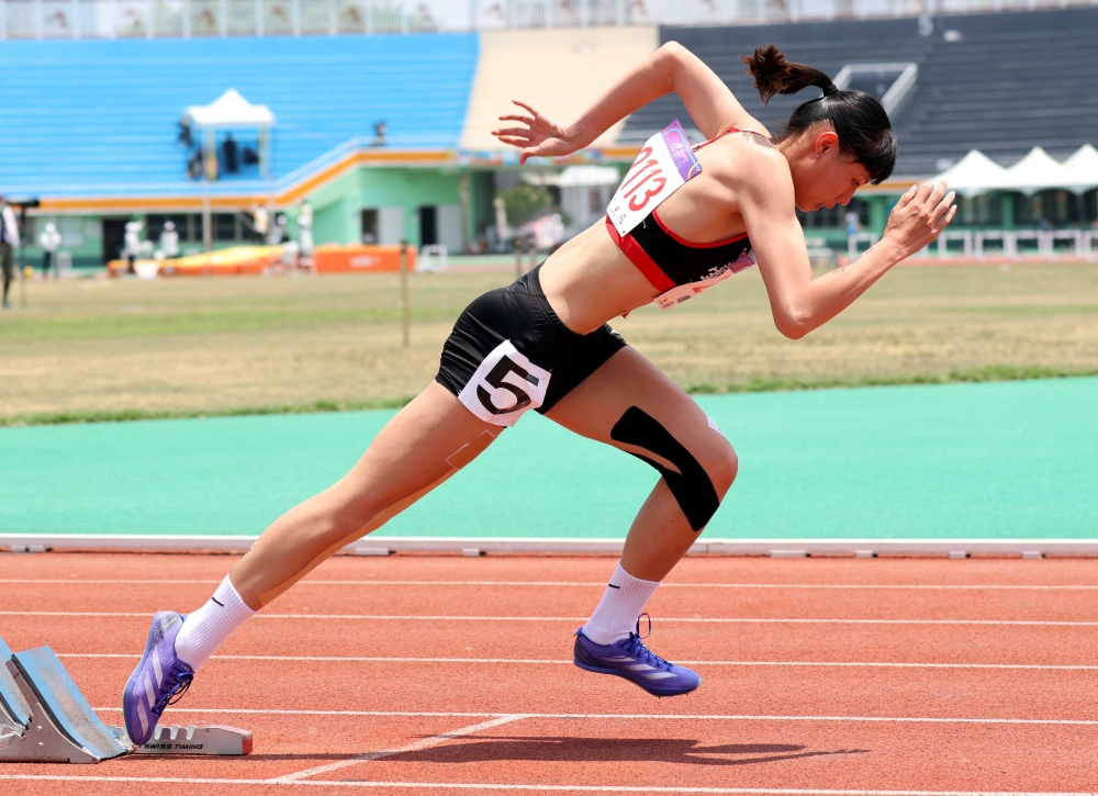 鍾欣儒59.07創最佳全大運首金到手。林嘉欣／攝影。