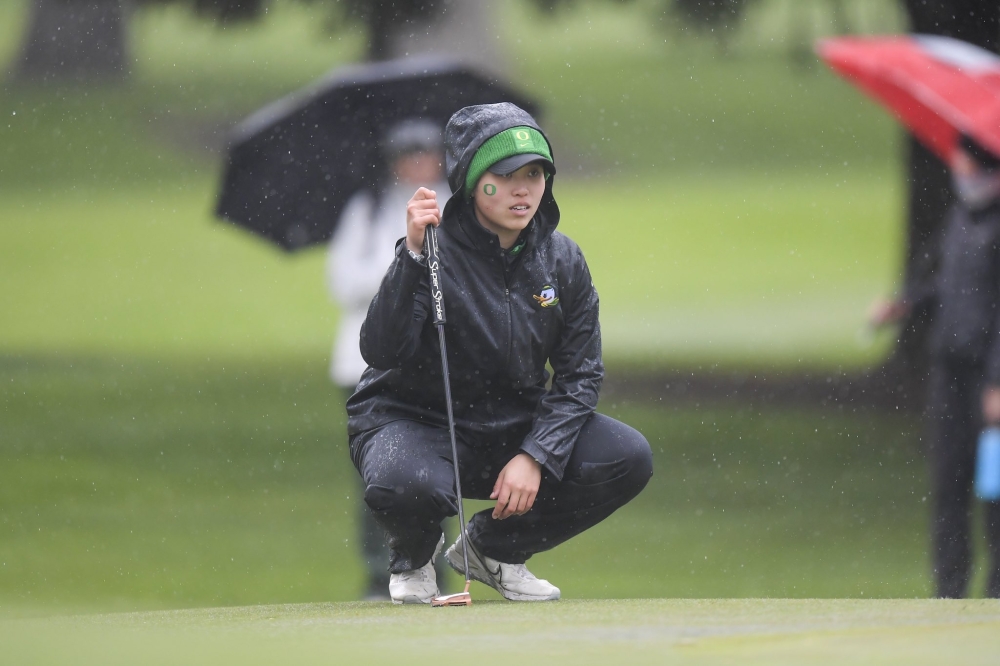 第二回合賽事因天候因素數度延宕、圖為旅美球員盧昕妤。(圖片提供 / Oregon Women's Golf)