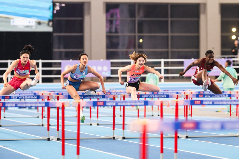 張博雅兩破全國紀錄，勇奪亞洲室內田徑賽60公尺跨欄金牌。圖：STUDIO HORIZON / Yuet LI。