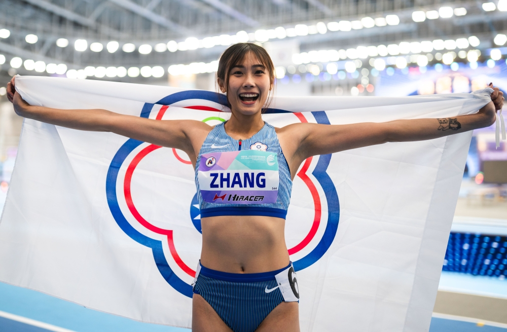 張博雅兩破全國紀錄，勇奪亞洲室內田徑賽60公尺跨欄金牌。圖：STUDIO HORIZON / Yuet LI。