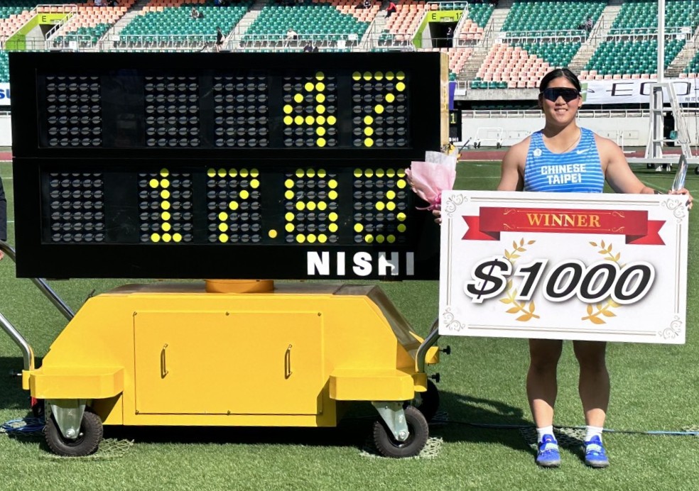 江靜緣以17.83公尺打破懸高11年女子鉛球全國紀錄。江靜緣提供。