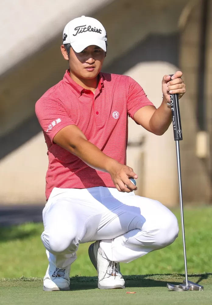 蔡宗佑總桿數140(-4)單獨領先。林聖凱/攝影。