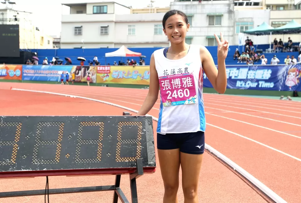 全中運打破高懸26年高女100公尺大會紀錄奪金的張博雅,獲頒總統教育獎。林嘉欣/攝影。