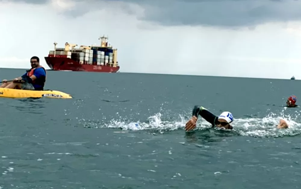 我國泳將到比賽場地熟悉海況。中華民國游泳協會國際組/提供。