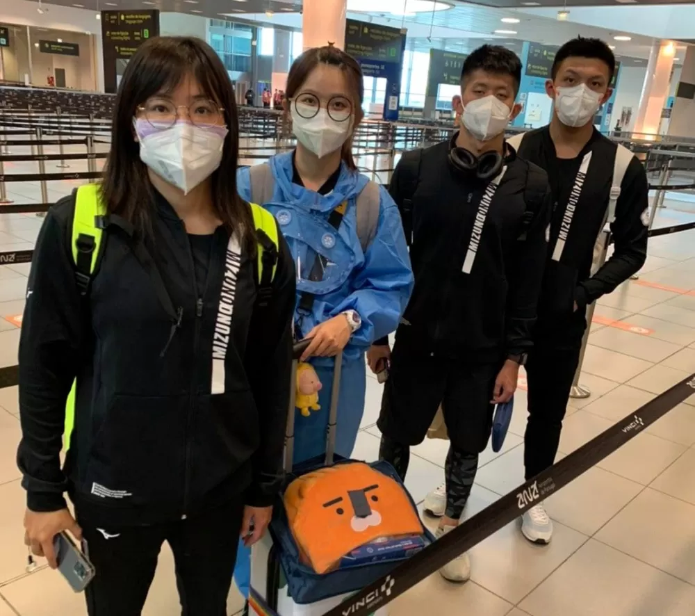 中華隊抵達里斯本。中華民國游泳協會國際組/提供。