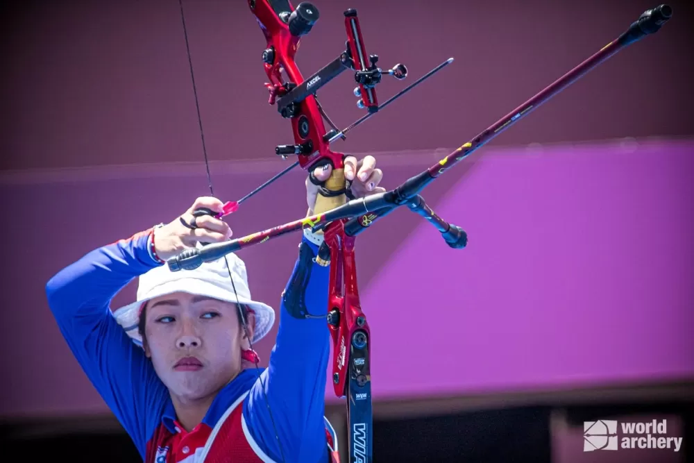 世界年終賽銀牌譚雅婷爆冷在東奧對抗賽首輪止步,遭酸民出征。圖/世界射箭總會。
