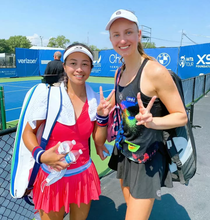謝語倢和德國夢娜打敗前女雙世界球后法國Kiki,勇闖WTA125賽芝加哥站女雙決賽。取自謝語倢粉專。