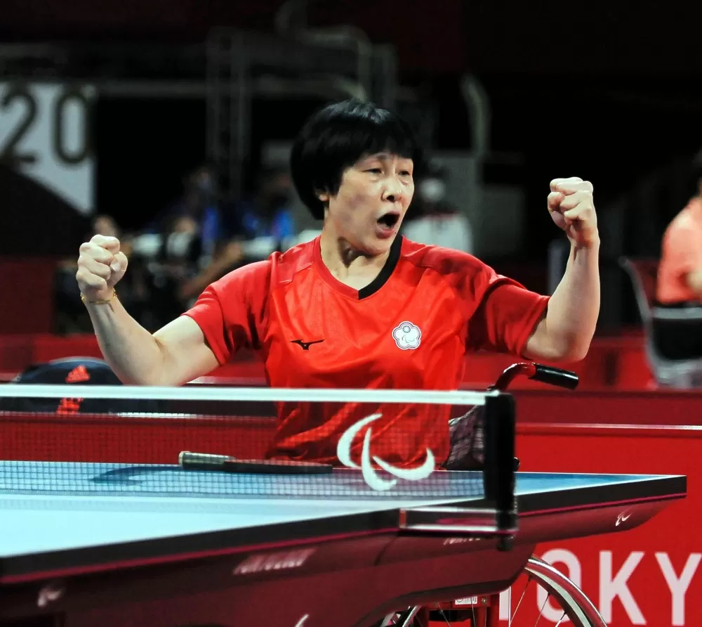 盧碧春打出好球後振臂歡呼。體育署提供（下同）。