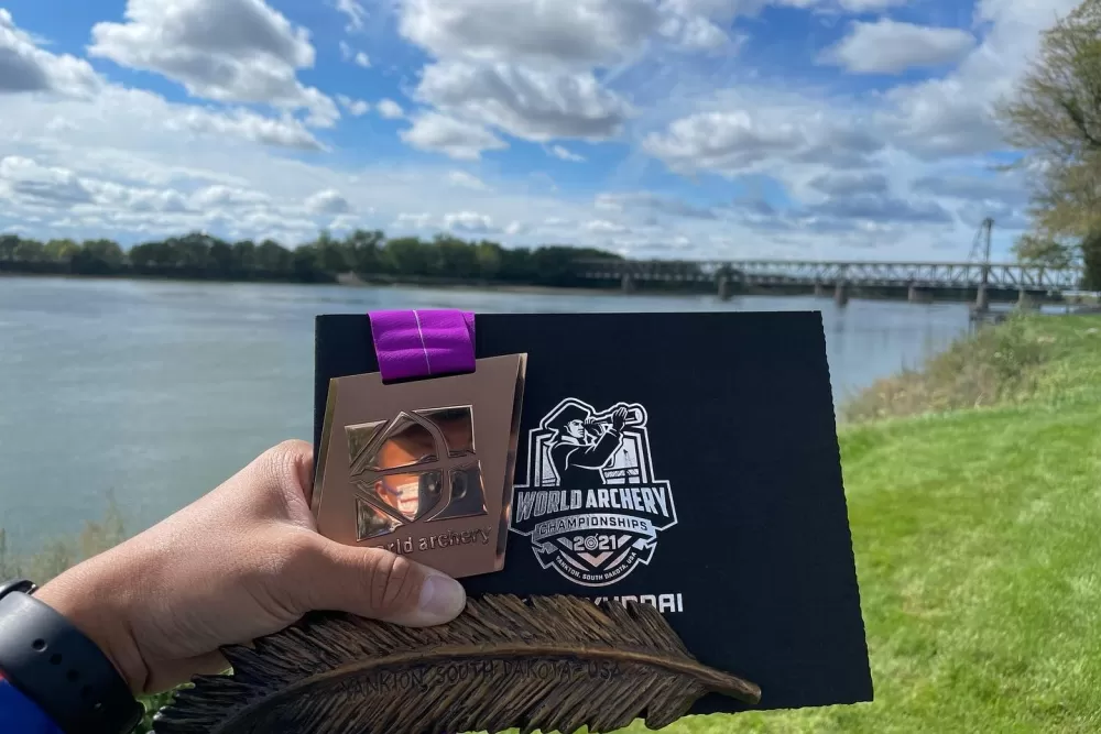 洪晟皓首度入選成人國家隊,便拿下世錦賽銅牌。洪晟皓提供。