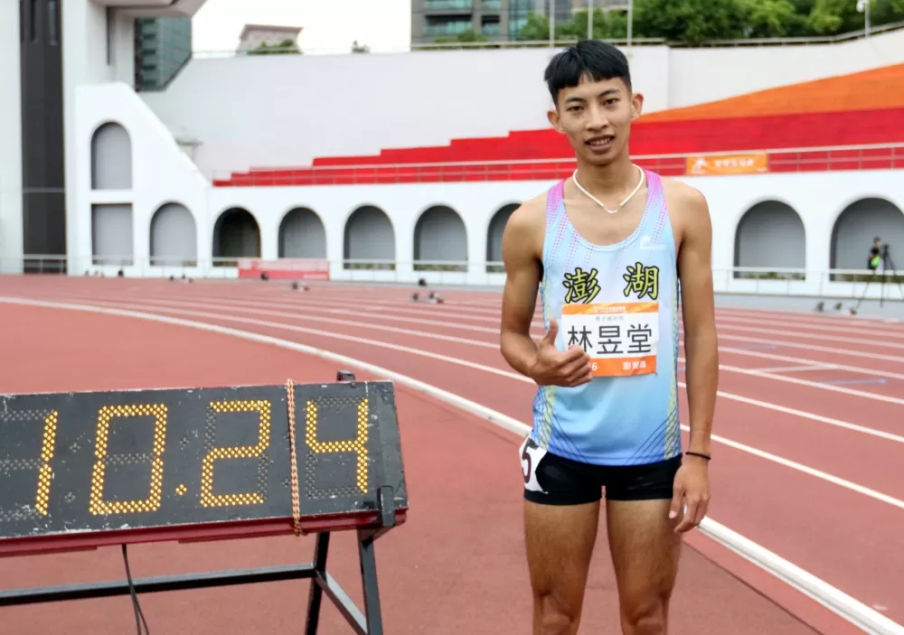 跳遠好手林昱堂首度比全運100公尺,飆10.24破大會躍歷年第二傑。林嘉欣/攝影。