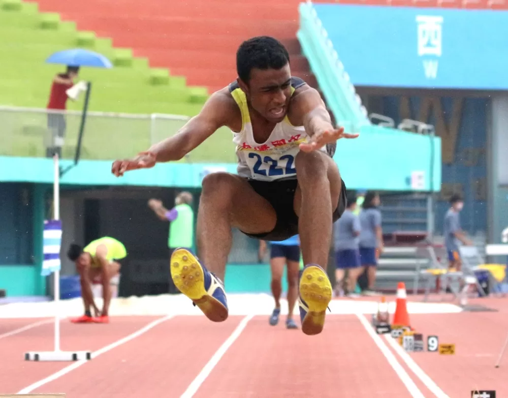 印度古帕辛在國男跳遠奪銅。林嘉欣/攝影。