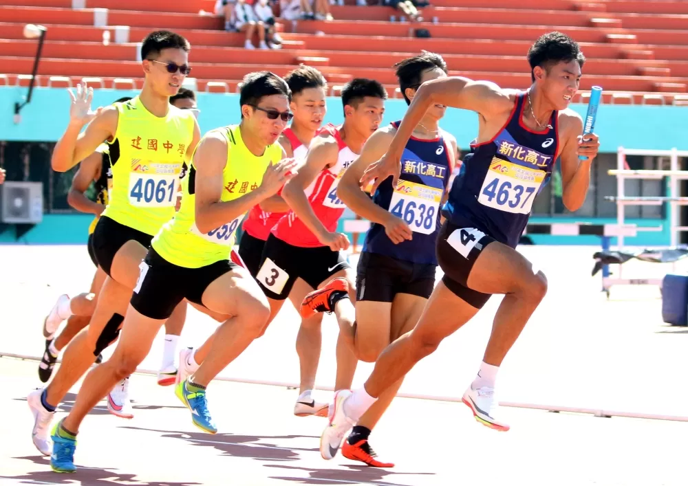 400公尺接力新化高工再添一金。林嘉欣/攝影。