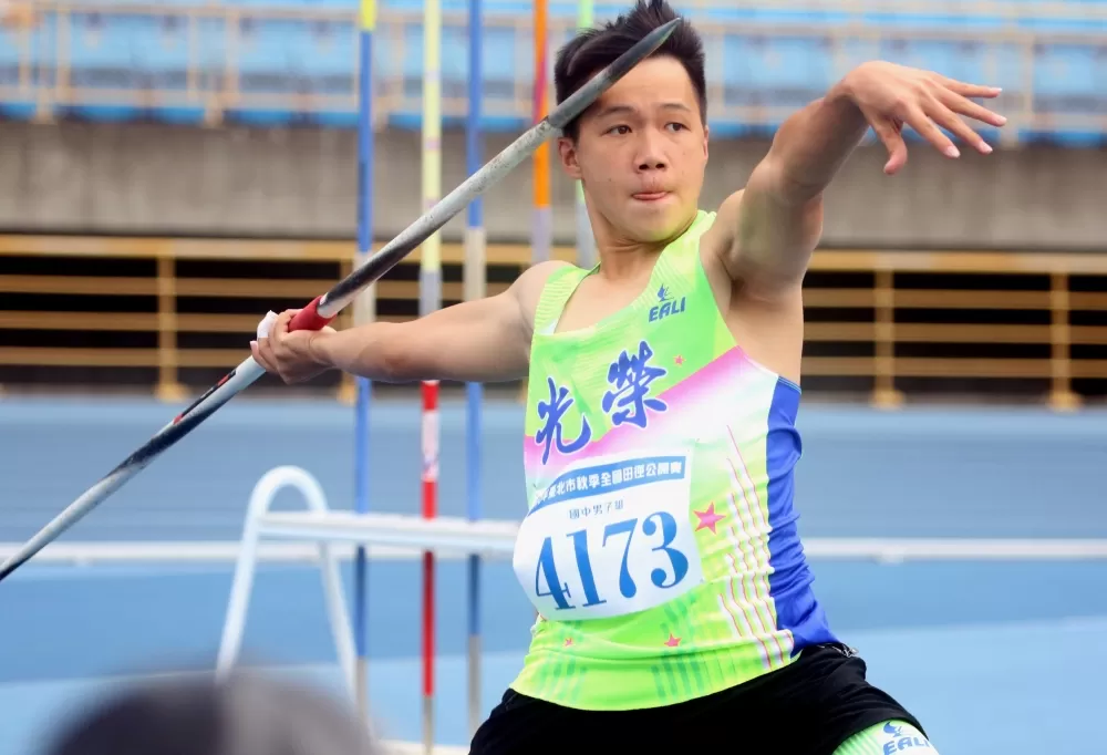 黃潮鴻打破高懸17年國男標槍大會紀錄。林嘉欣/攝影。