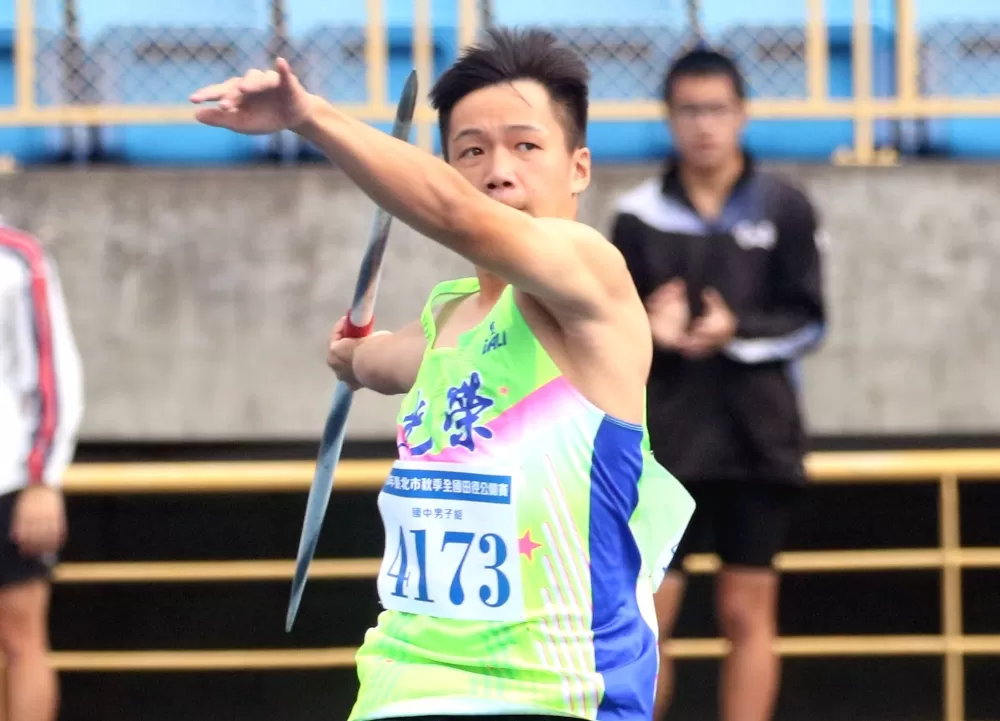 黃潮鴻打破高懸17年國男標槍大會紀錄。林嘉欣/攝影。