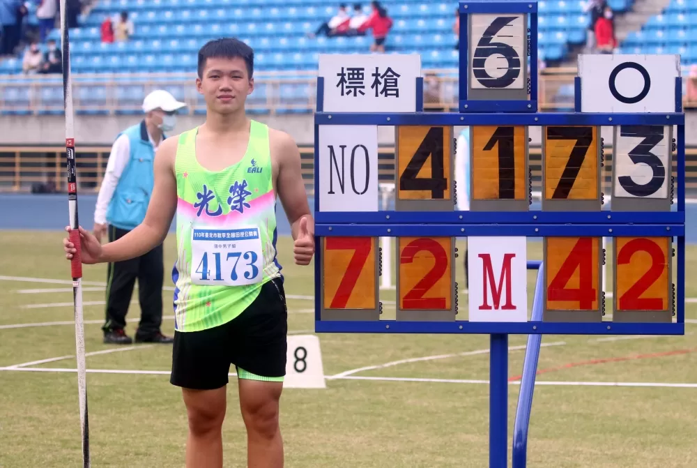 黃潮鴻打破高懸17年國男標槍大會紀錄。林嘉欣/攝影。
