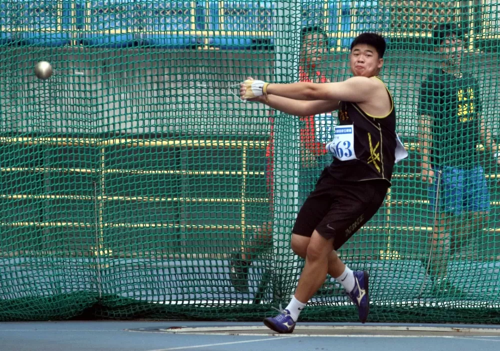 李俊陞打破高懸7年的國男鏈球大會紀錄。林嘉欣/攝影。
