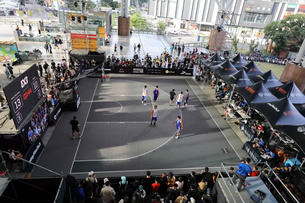 3對3台灣總決賽明天將在台中火車站二樓廣場熱鬧展開。大會提供。下同。