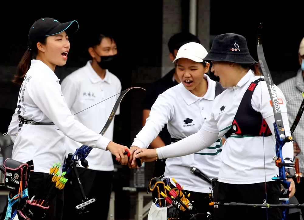 國體大晉反曲弓女團金牌戰。林嘉欣／攝影。