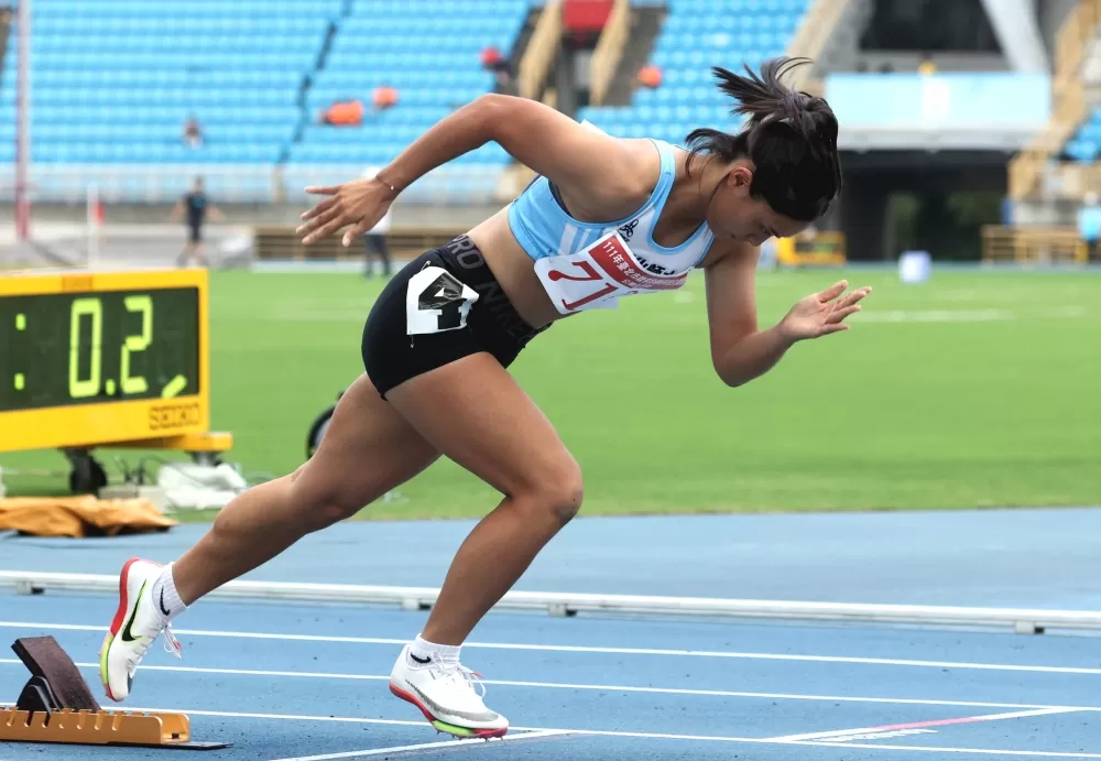 短跑好手張秝羚打破400公尺大會紀錄。林嘉欣／攝影。