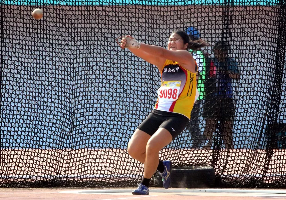 亞青少田徑賽，蔡慈妍鏈球奪第四名。資料照片　林嘉欣／攝影。