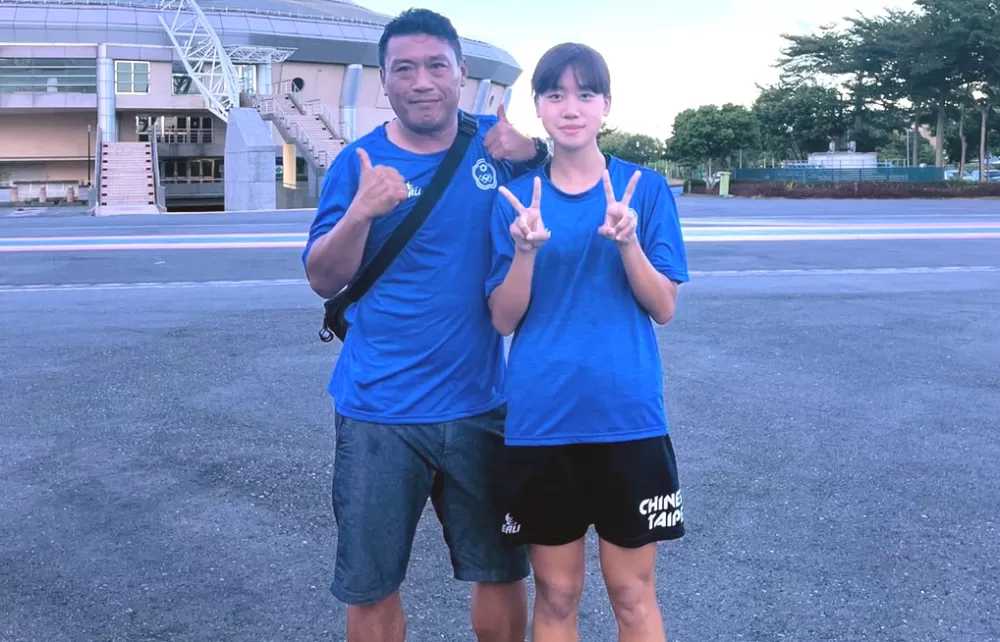 金門高中許容熙很感謝麥竂高中教練林進福指導。林偉倫/攝影。