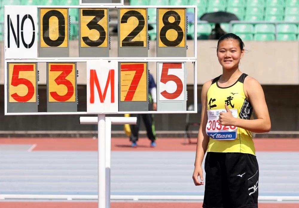 朱品薰53公尺75達標亞青。林嘉欣/攝影。