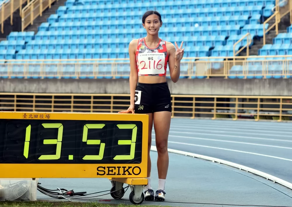張博雅在百公尺跨欄13秒53達標亞運。林嘉欣／攝影。