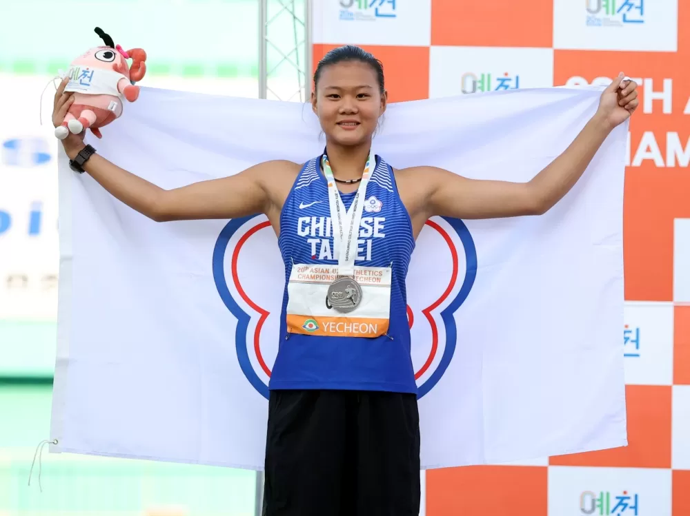 朱品薰在亞青田徑賽女子標槍奪銀。林嘉欣／攝影。