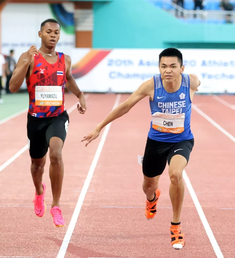 陳政安在亞青田徑賽400公尺決賽奪銅。林嘉欣／攝影。