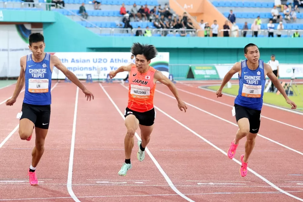 林柏勳（左）飆10秒42奪銀，李柏睿（右）第五。林嘉欣／攝影。