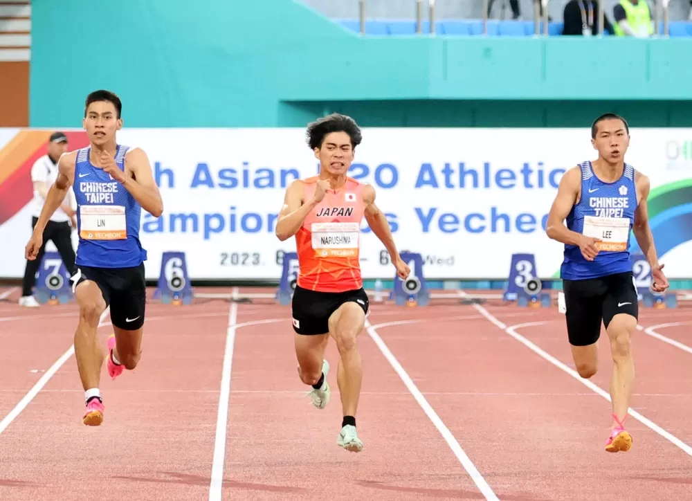 林柏勳（左）飆10秒42奪銀，李柏睿（右）第五。林嘉欣／攝影。