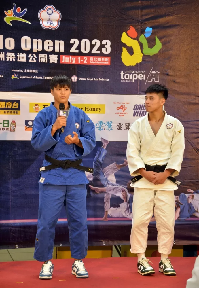 (左起)廖宇蓉選手林崇祐選手(中華民國柔道總會提供)。