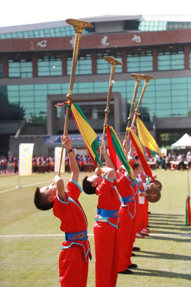 金門中正國小的仰天哨角響徹會場。臺南大學提供。