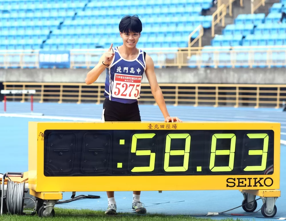 易柏安飆58.89比去年亞青金牌還快。林嘉欣／攝影。　