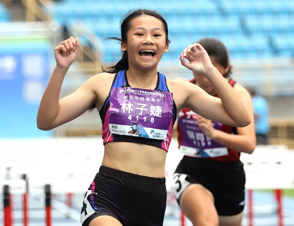 13歲林子婕100欄飆13秒80躍U18第二傑。林嘉欣/攝影。