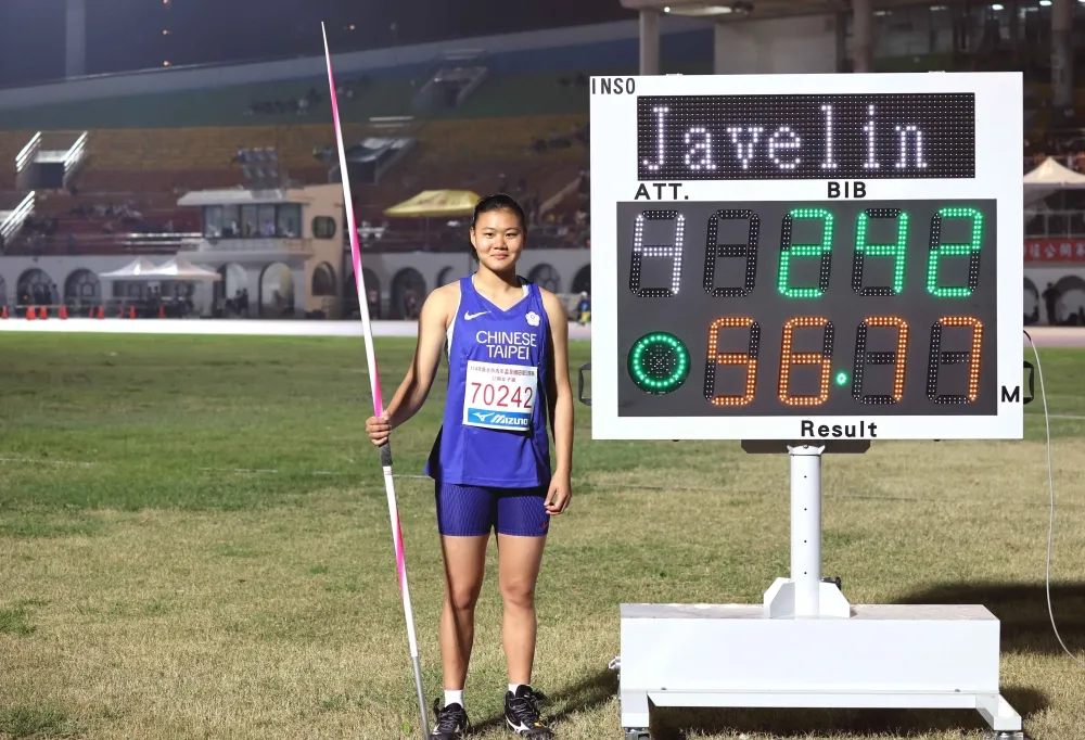 朱品薰56公尺77破懸14年紀錄達標亞錦賽。林嘉欣／攝影。